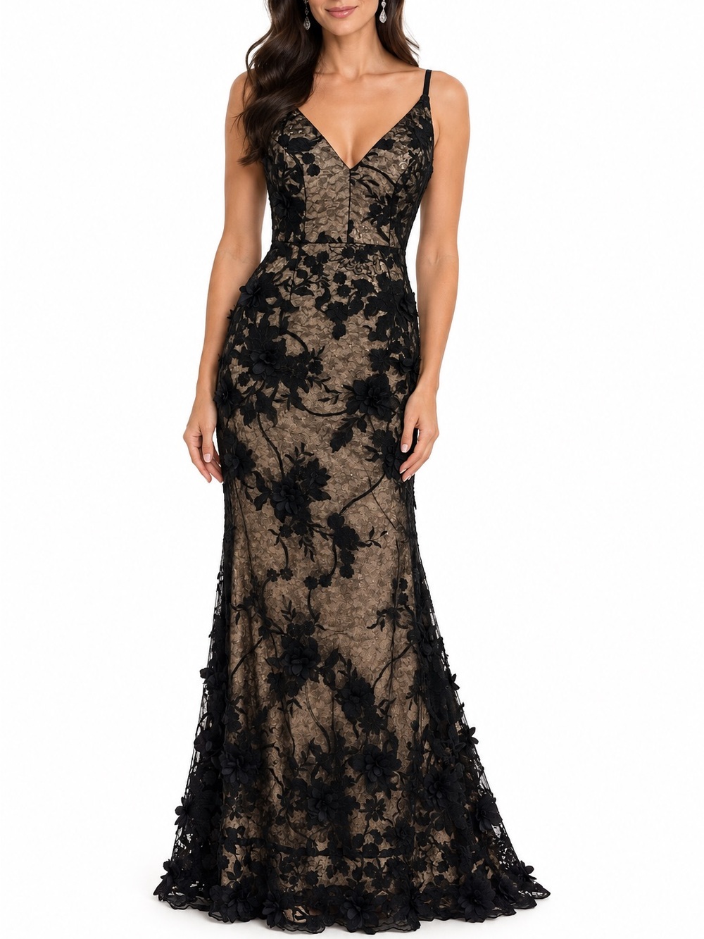 Dress The Population Size Medium Sharon Floral Appliqué Sequin Mermaid NWT GowN